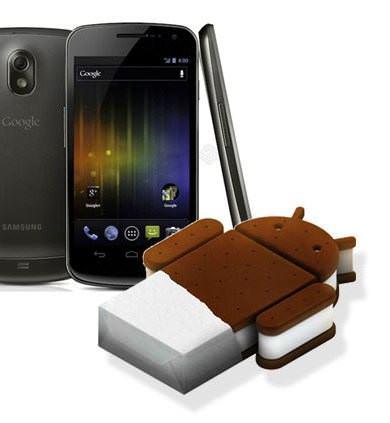 Galaxy nexus image with nexus title and google ice cream sandwich logo