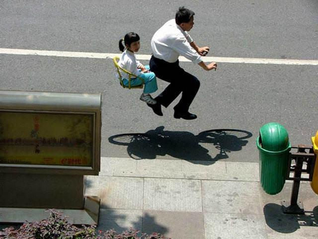 People riding invisible bikes by zhao huasen 2