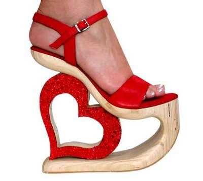 Valentines heels glitter heart shaped wedge shoes