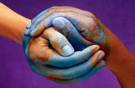 Holding Hands Peace Planet Earth Painted